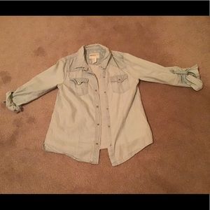 Forget 21 girls denim button up shirt
